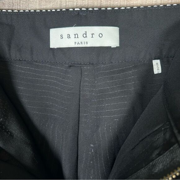 Sandro Paris White/Black Sequin Lined Luxury Ankle Straight Leg Pants Sz. 30 NEW - Picture 11 of 12